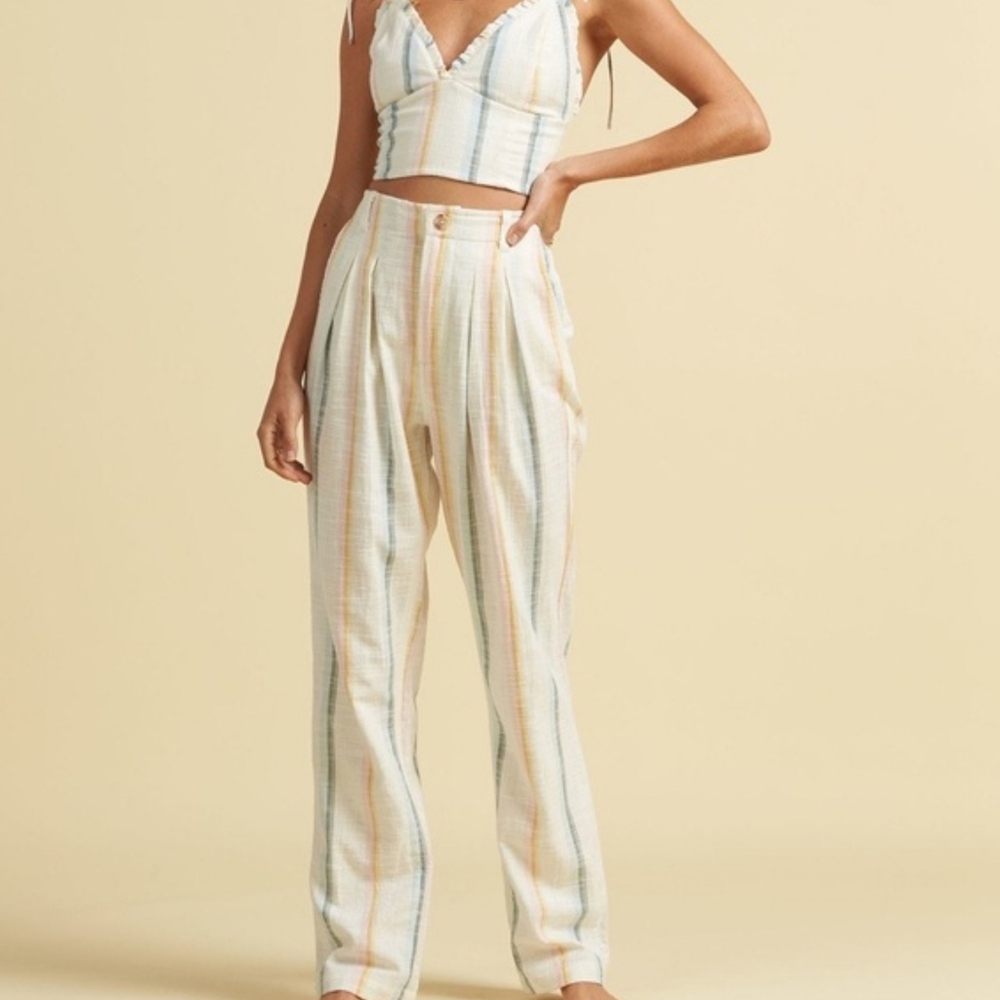 BillaBong+Salty Blonde New Moves Gauzy Cotton White/Stripes Pants, 26, Like New - Picture 4 of 16